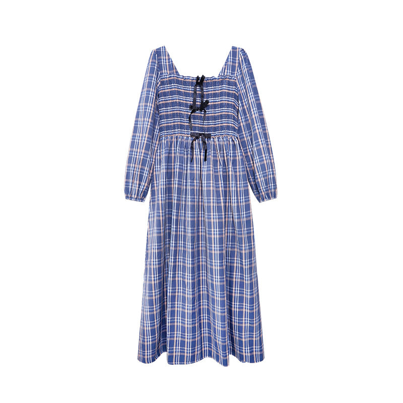 Literary retro gentle waist striped dress