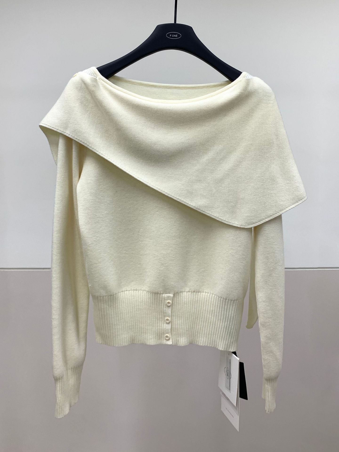 French temperament slanted shoulder slimming knitwear autumn and winter design shawl sweater