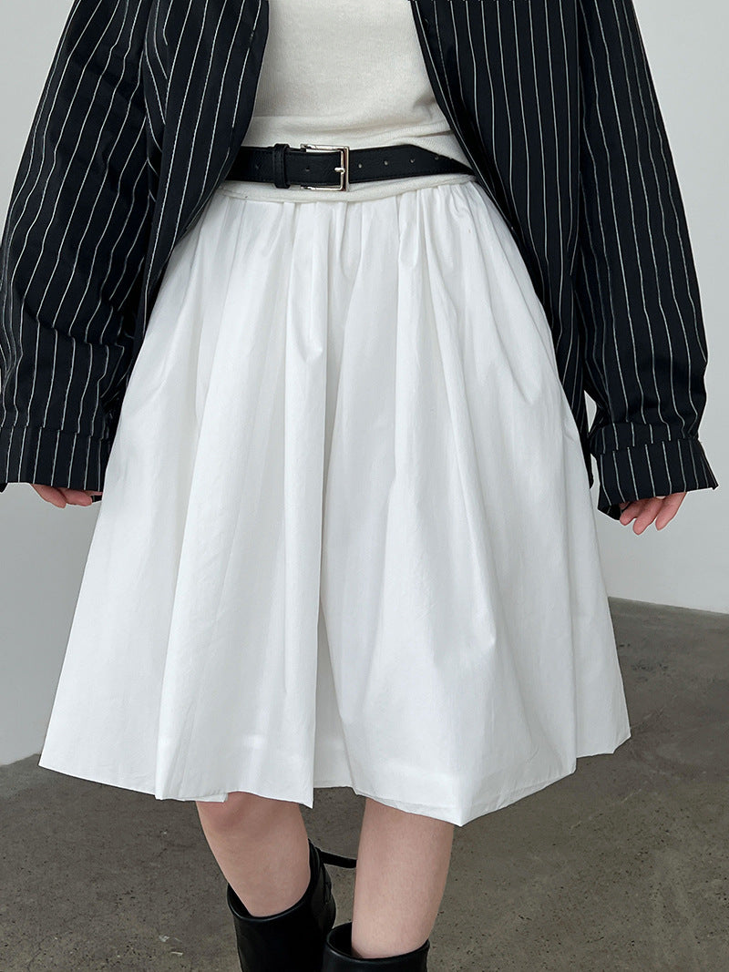 Korean simple high-waisted bud skirt for women's summer thin and age-reducing versatile long-staple cotton skirt