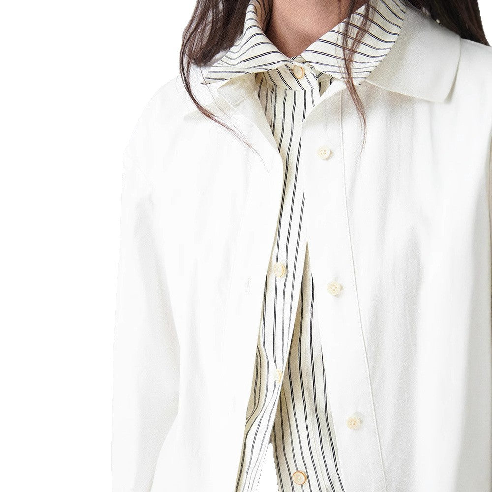 Cross-border South East Asia French temperament shirt top multi-season wear niche design shirt commuting fake two pieces
