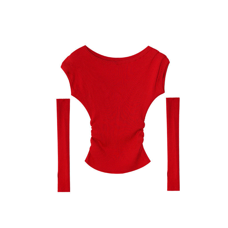 Spice girl atmospheric sleeves wear two pit knit sweaters