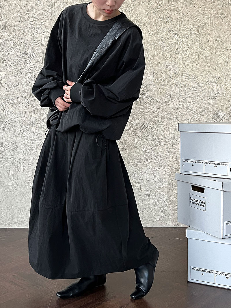 Japanese sports style round neck sweater skirt set