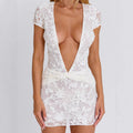 Sexy lace splicing deep V-neck hip-wrapped short skirt Spice girl pure desire style European and American dress women