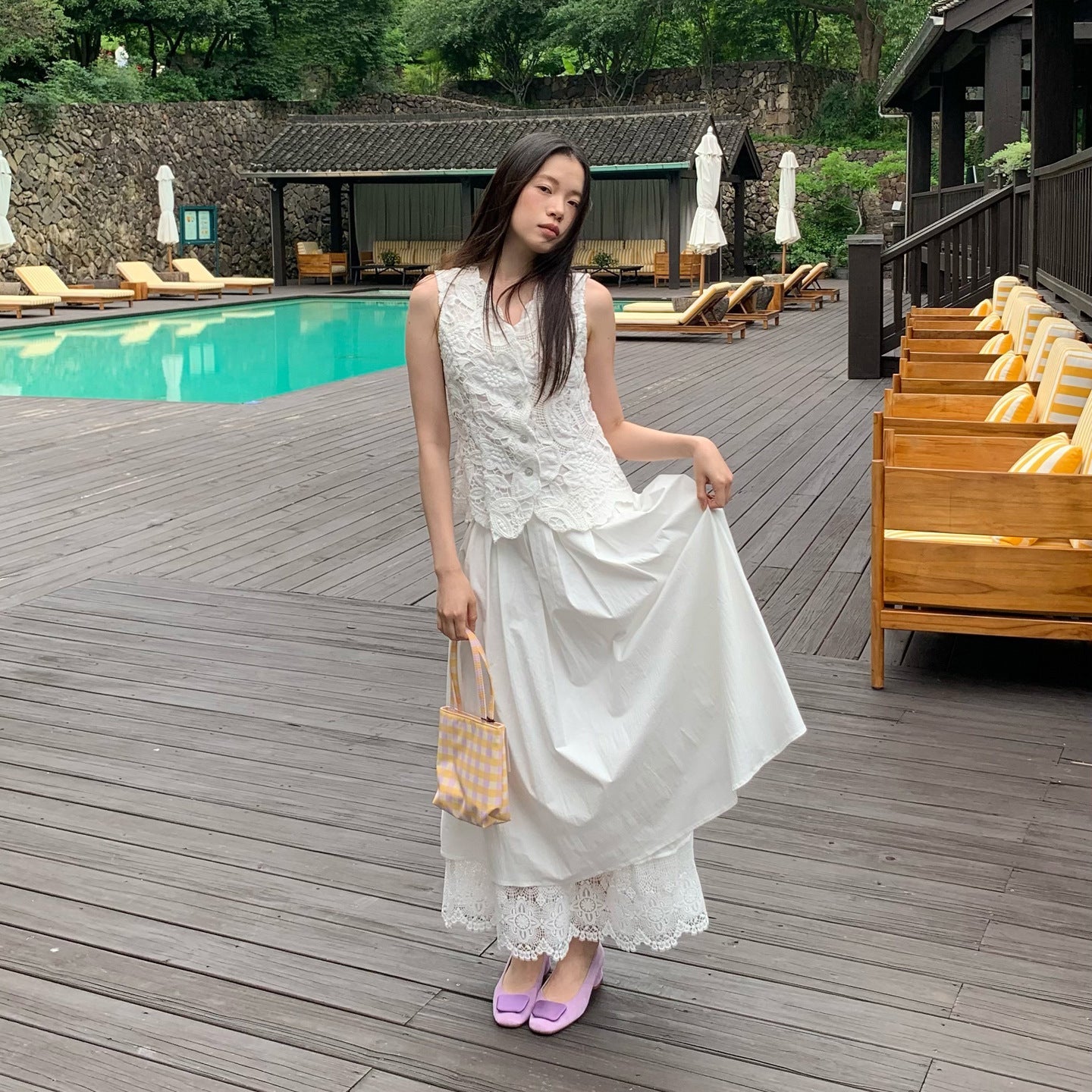 French temperament sweet age-reducing long dress loose big swing skirt