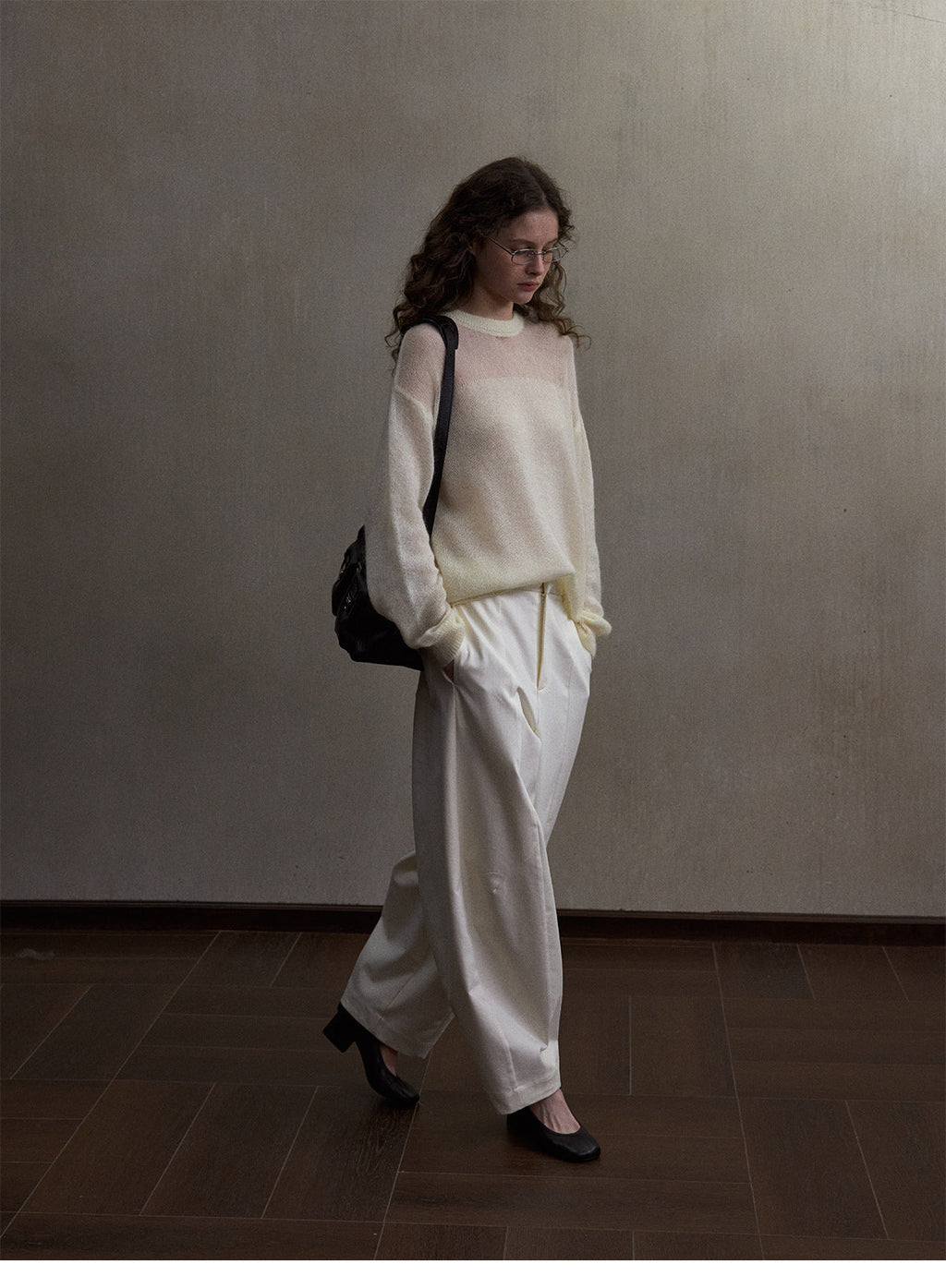 Curved three-dimensional cutting scimitar pants women's commuter pendant anti-wrinkle and thin wide-leg casual pants