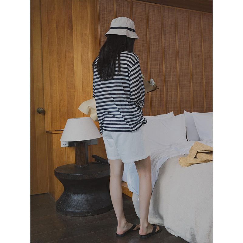 Lazy loose and thin 100% Tencel summer sunscreen mask T-shirt