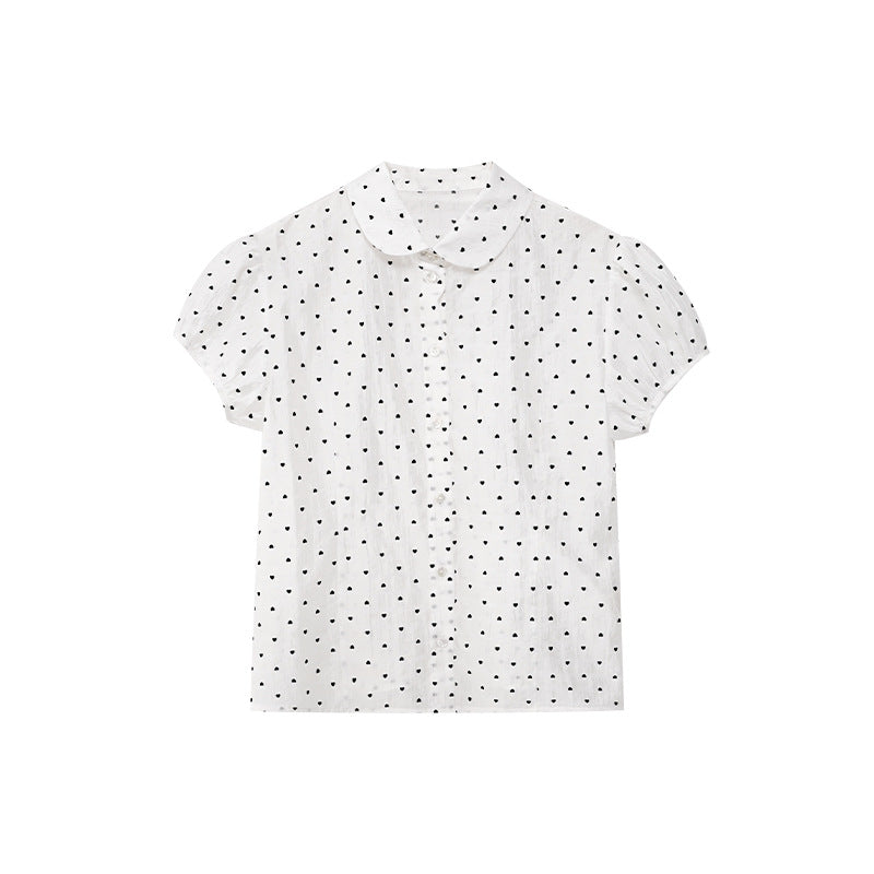 Sweet Polka Dot Polo Collar Blouse