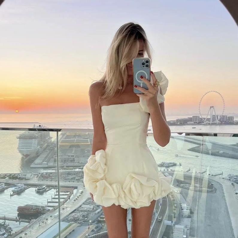 Ruffle One Shoulder Mini Dress