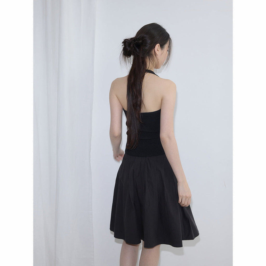 Summer new casual circle cotton yarn simple pit strip solid color neck wool woven small vest