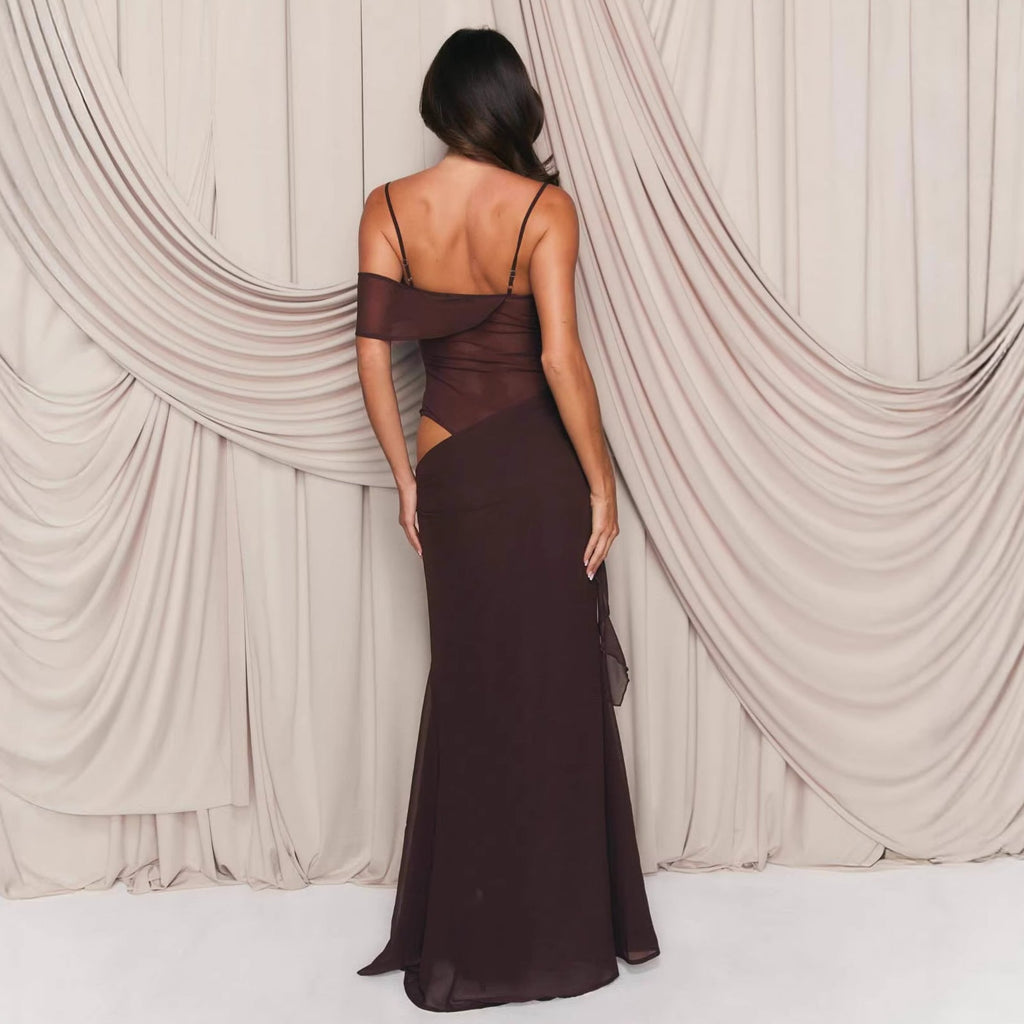 Sexy splicing hollow hip skirt slim Spice Girl perspective European and American suspender dress