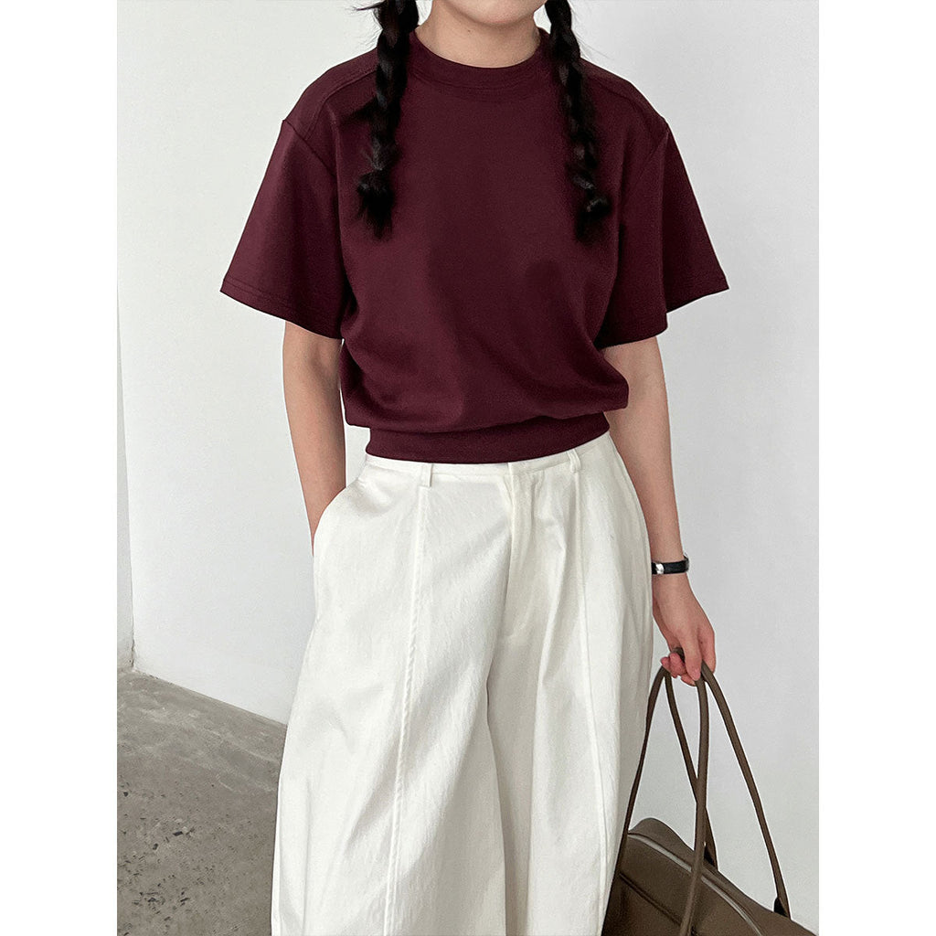 French loose hollow backless short-sleeved women's summer new waist and thin high-end T-shirt top