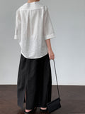 Simple and high-end one-word collar seven-quarter sleeve T-shirt women's summer new casual cotton and linen top shirt