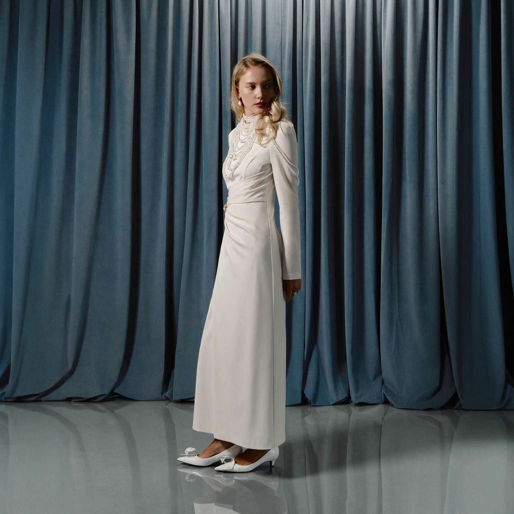 Sexy pure desire semi-turtleneck long-sleeved dress