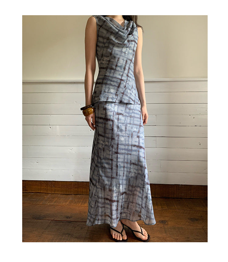 Fashion Trend Two-piece Sleeveless Swinging Neck Women's Suit