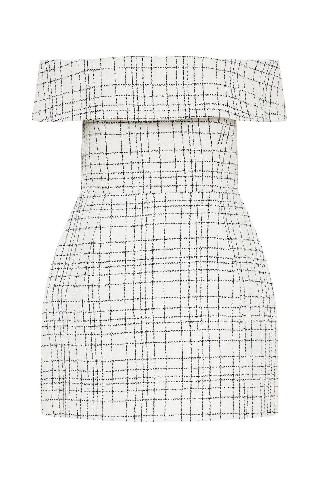 Fashion tight plaid A-word short skirt waist sexy one-word shoulder dress