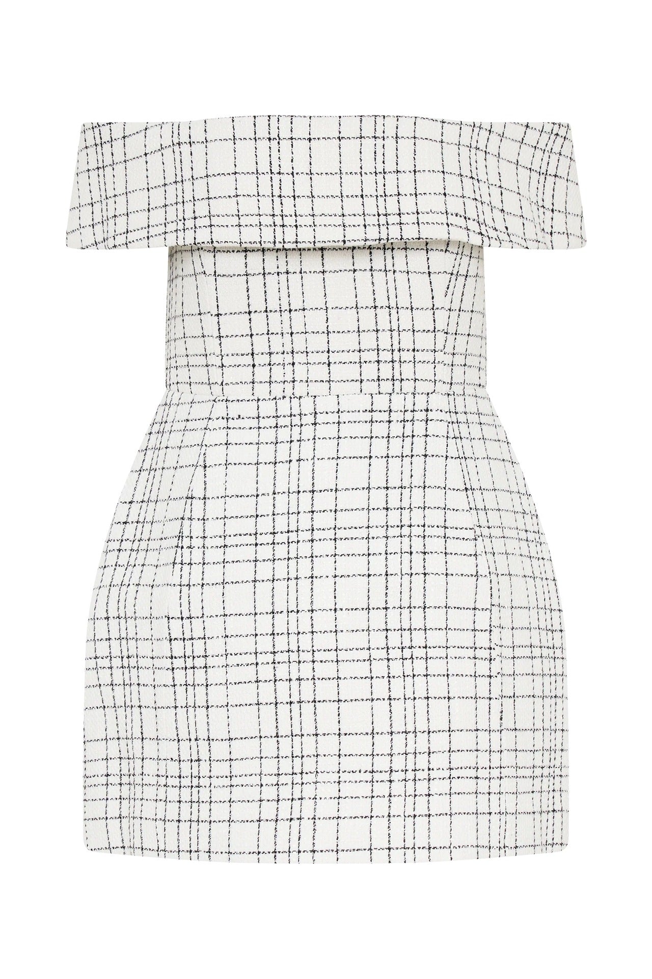 Fashion tight plaid A-word short skirt waist sexy one-word shoulder dress
