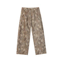 Spring retro elegant extravagant linen printing loose thin straight trousers