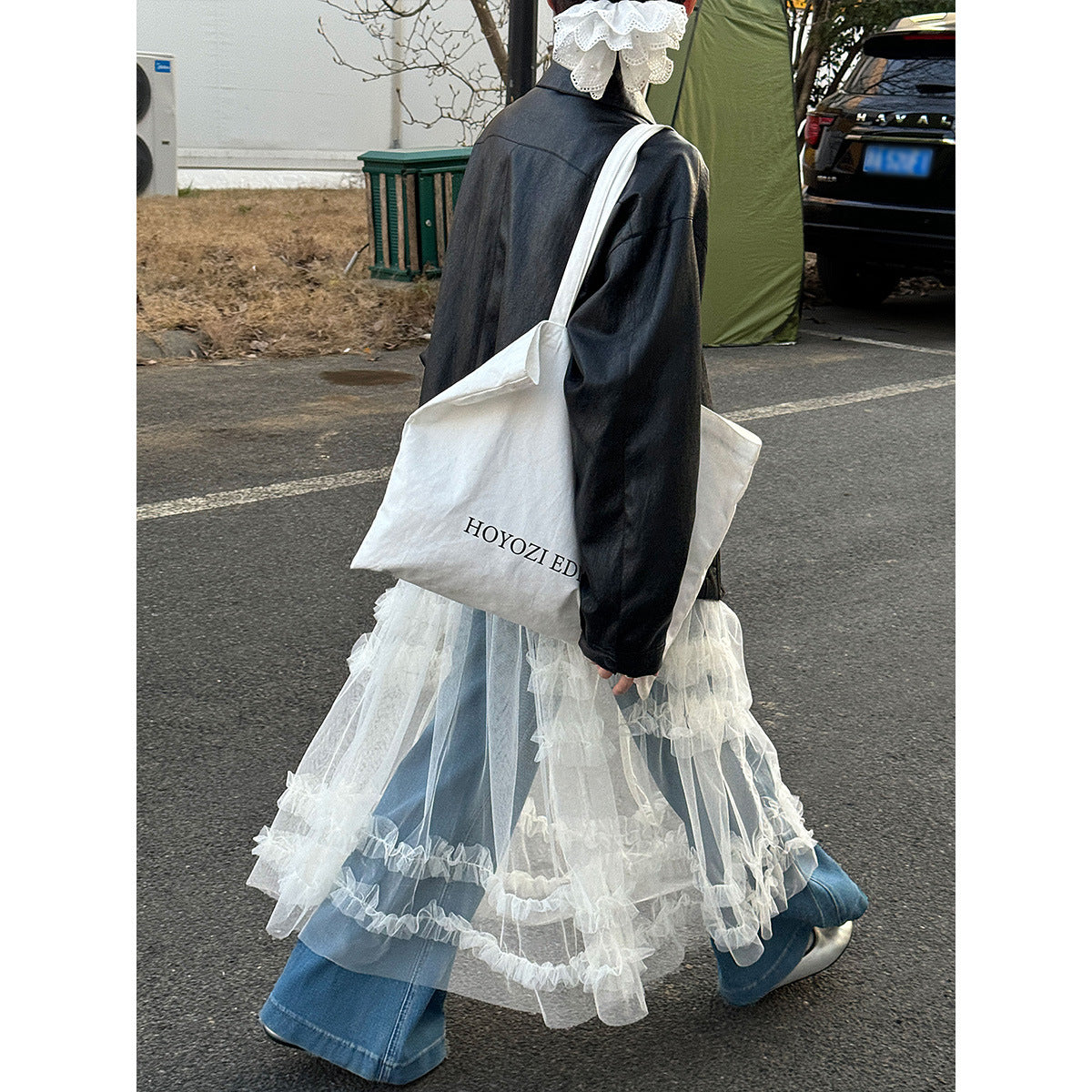 Korean sweet mesh see-through suspender dress, spring new stacked blouse lace long skirt