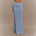 Fashion temperament Elegant pleated knitted hip skirt Slim mopping fishtail skirt