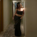 New fashionable and sexy hot diamond design top skirt set