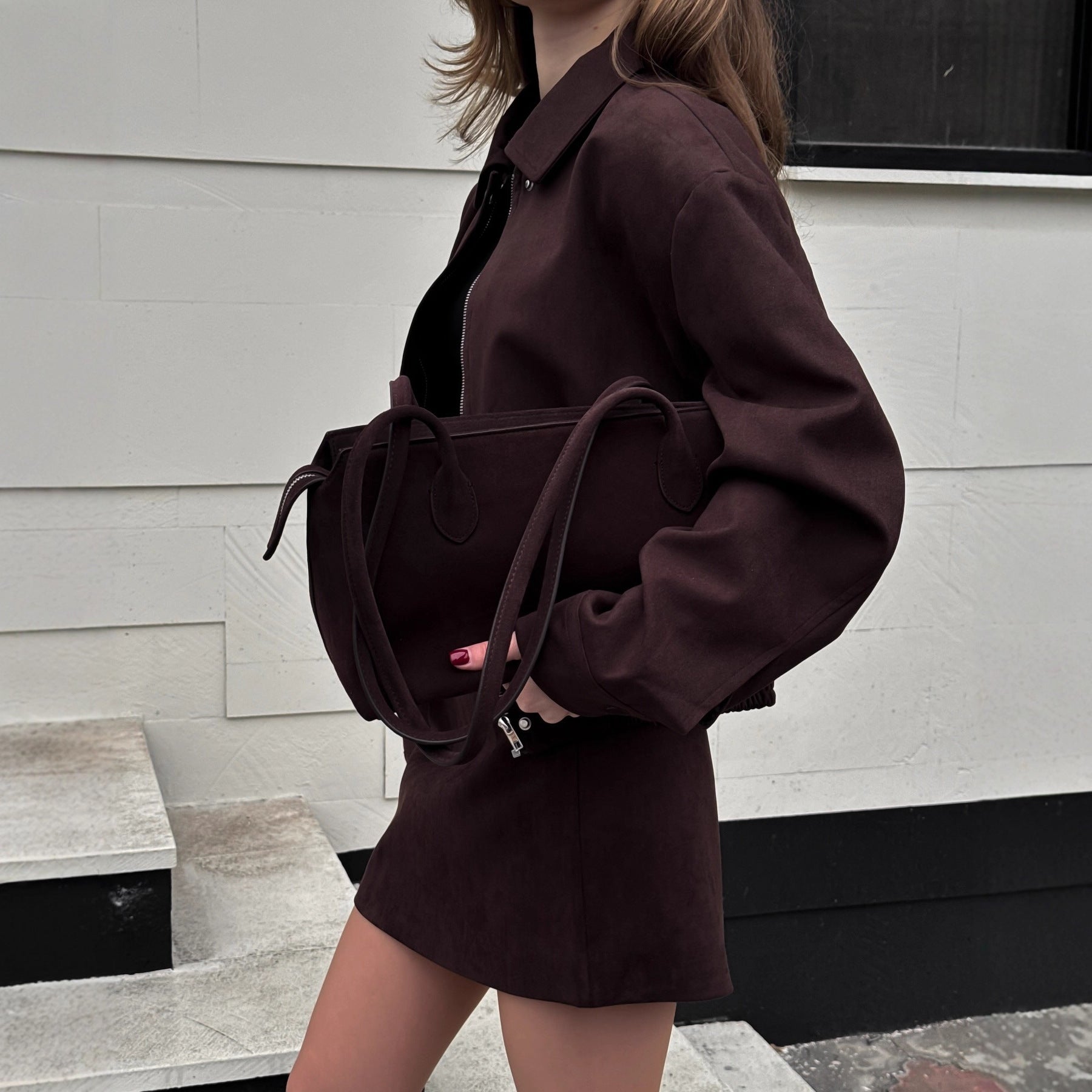 Autumn and winter suit women's lapel loose long-sleeved jacket