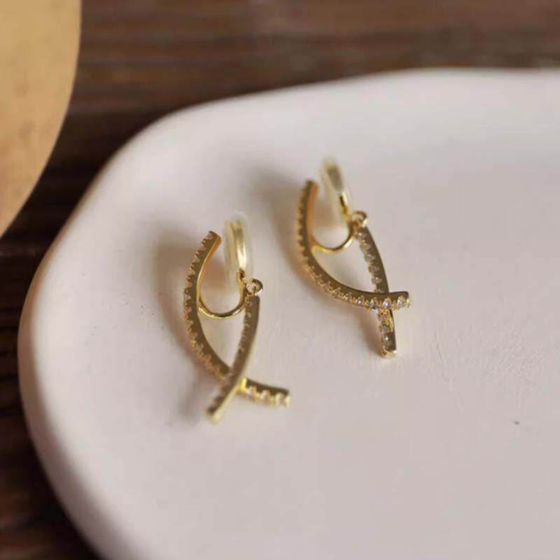 Cross Diamond Ear Clips No Piercing