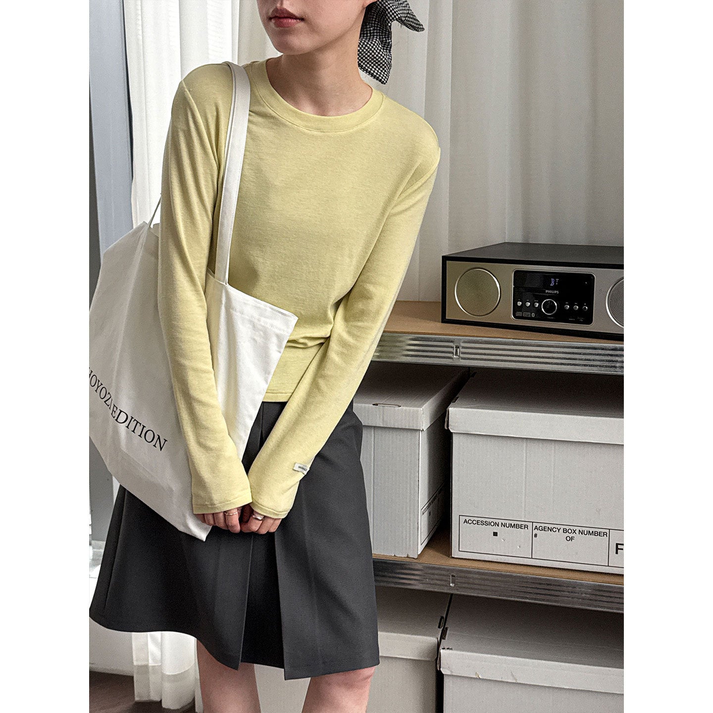 Soft waxy 28% Tencel wool loose high elastic long-sleeved bottoming shirt women's early spring simple inner T-shirt