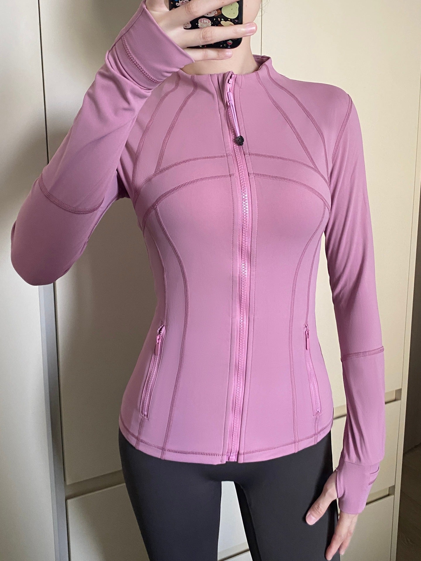 Yoga Jacket Women Long Sleeve Zip-Up Breathable Sports Fitness Top