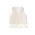 Women's V-Neck Lace Spliced Sleeveless Plush Vest