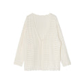 Holiday style high-count cotton long-sleeved stacked cardigan sweater