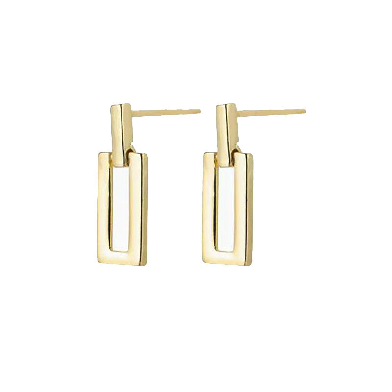 Silver Needle Small Geometric Square Earrings Metal Wind Simple Niche Cold Wind Earrings Earrings Minimalist Personality Earrings