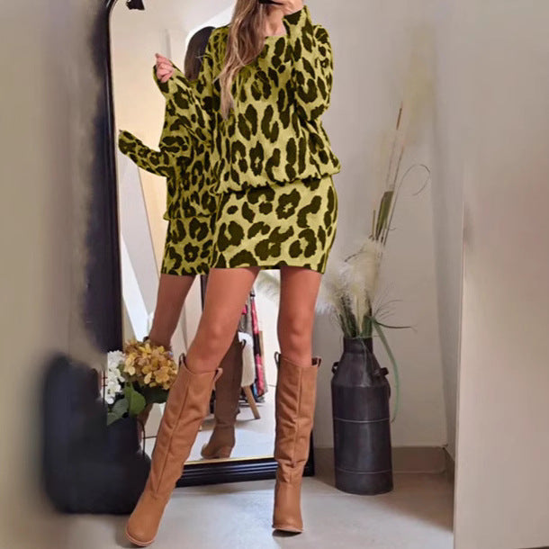 Leopard Print Long Sleeve Maxi Dress
