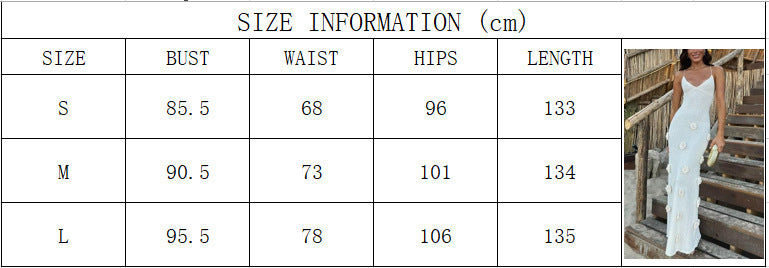 New suspender skirt sexy dress, three-dimensional flower knitted halter strap hip-wrapped dress