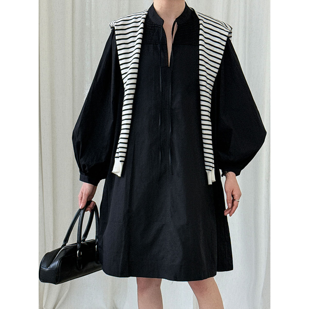 Korean lazy design pleated lace-up dress women