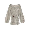 Early spring Korean retro pleated texture Tencel hemp slanted shoulder shirt