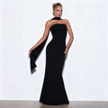 Slim-fit celebrity streamer halter hip skirt