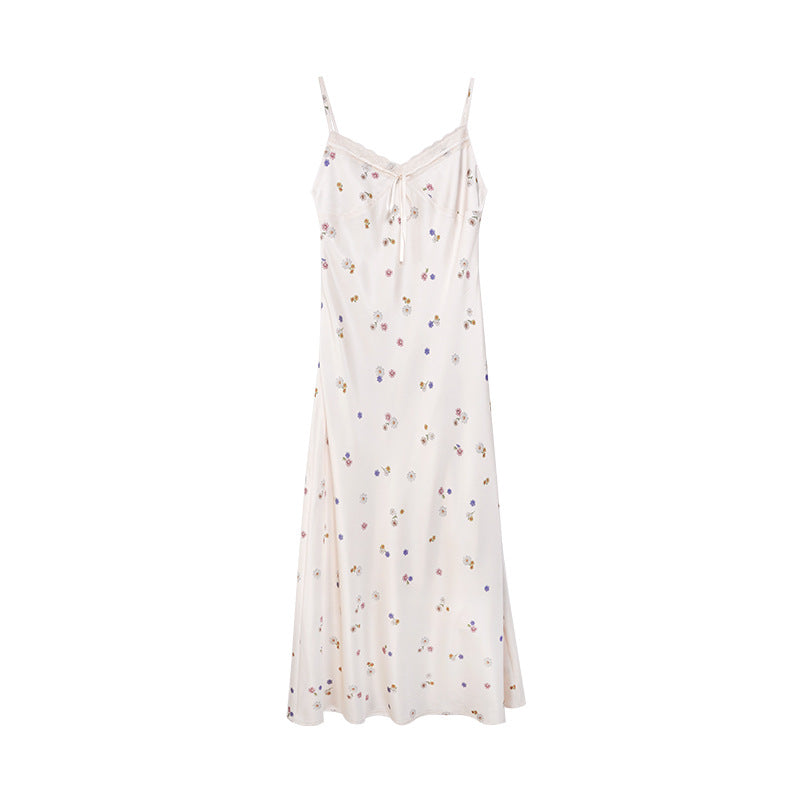 Sexy V-neck hip-hugging floral slip dress