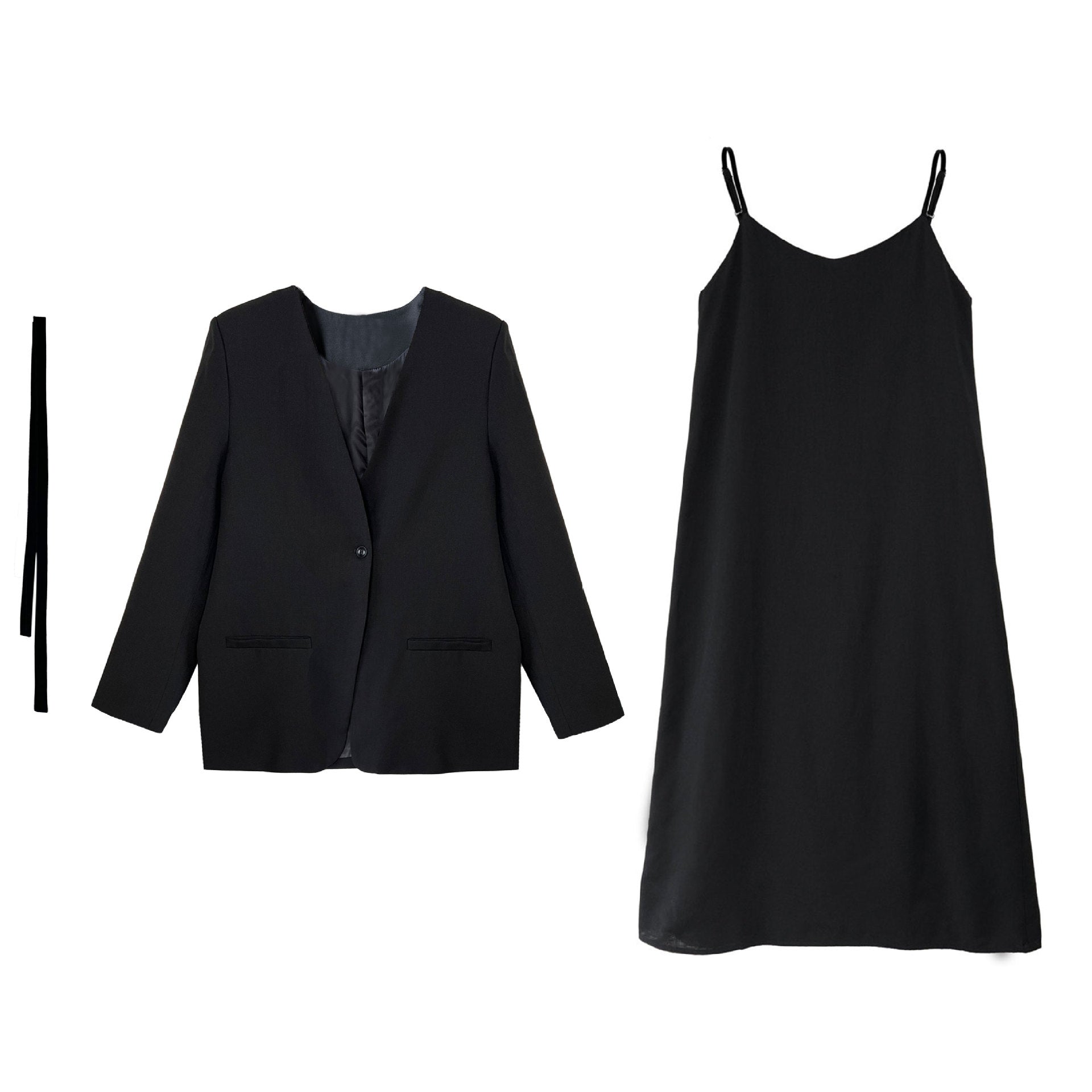 Spring new suspender dress + coat two-piece set