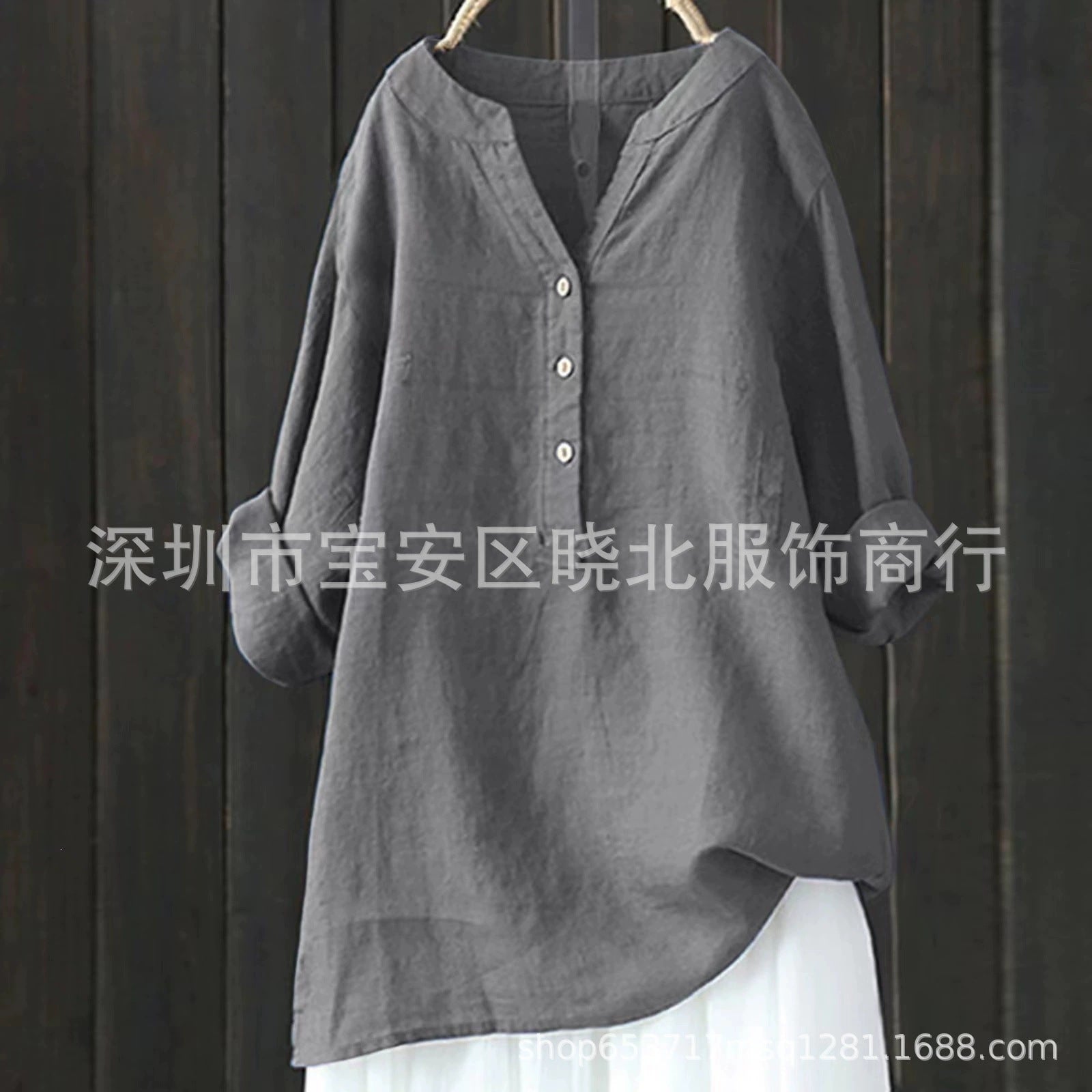 Loose Casual Women's Stand-Up Collar Top Women's Shirt Crew Neck