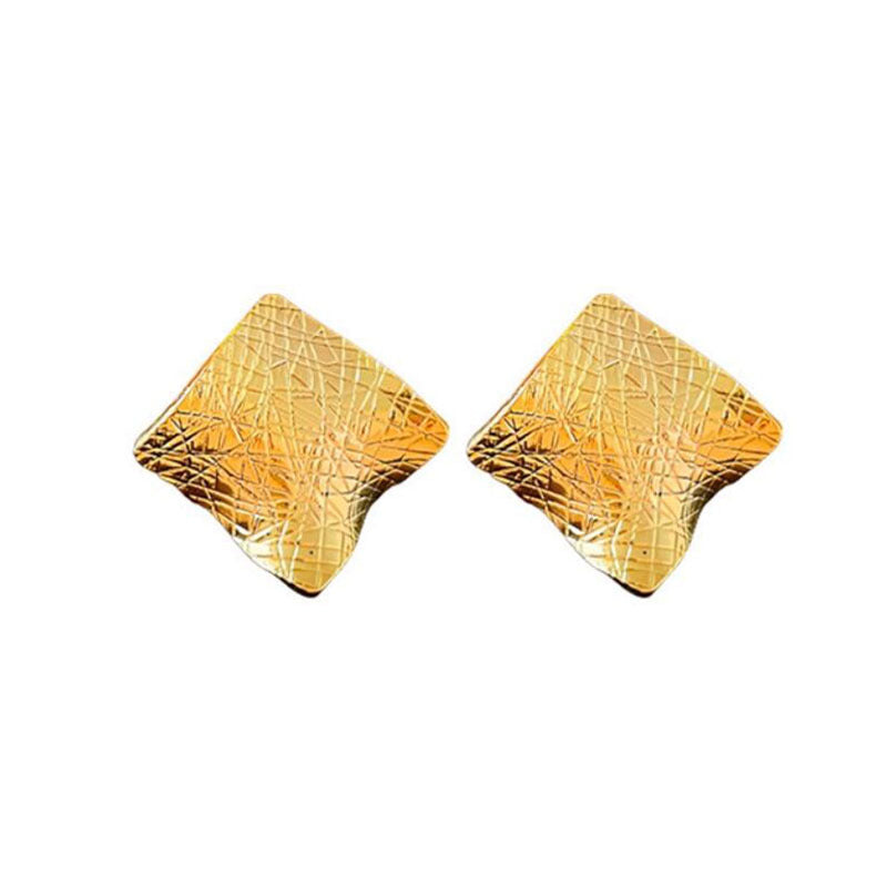 Geometric square irregular stud style personality hip hop silver needle earrings ins Internet celebrity exaggerated earrings tide