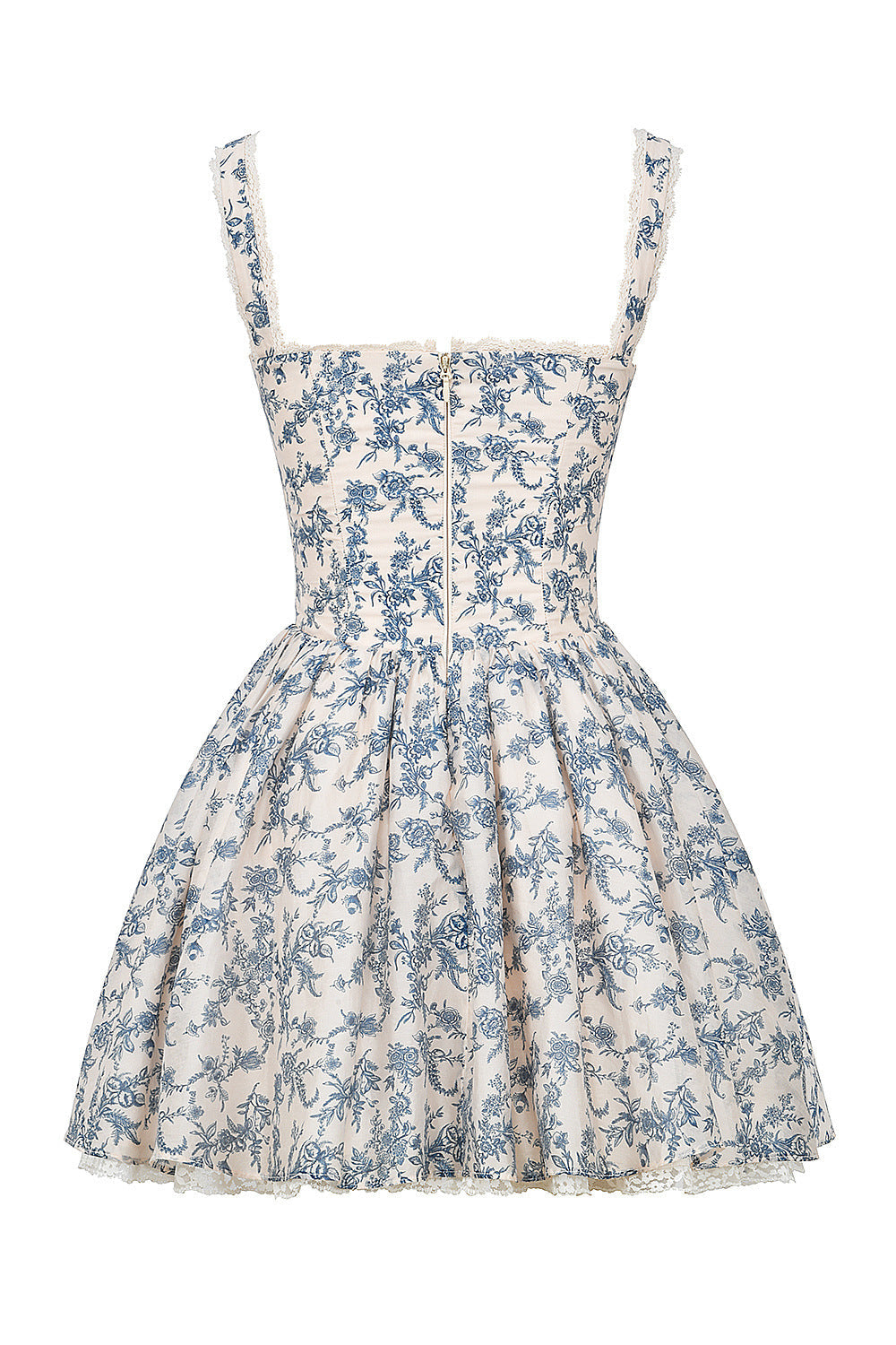 Hot Sale Sexy Floral Suspender Skirt Deep V Short Skirt Blue Printed Corset Mini Dress
