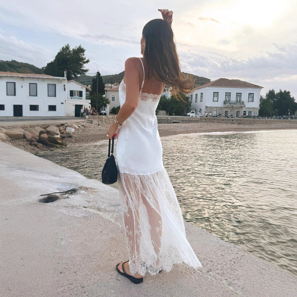 Sexy pure desire satin suspender skirt fashionable simple lace dress