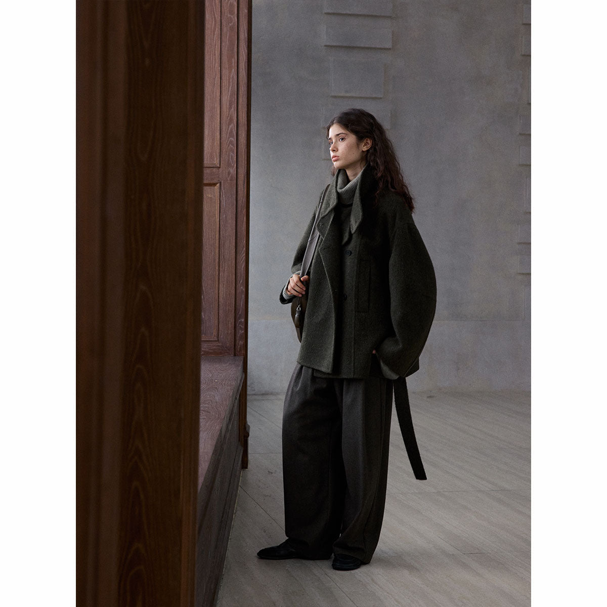 High-quality hand-stitched Suli alpaca stand-up collar classic real wear short reversible ni jacket