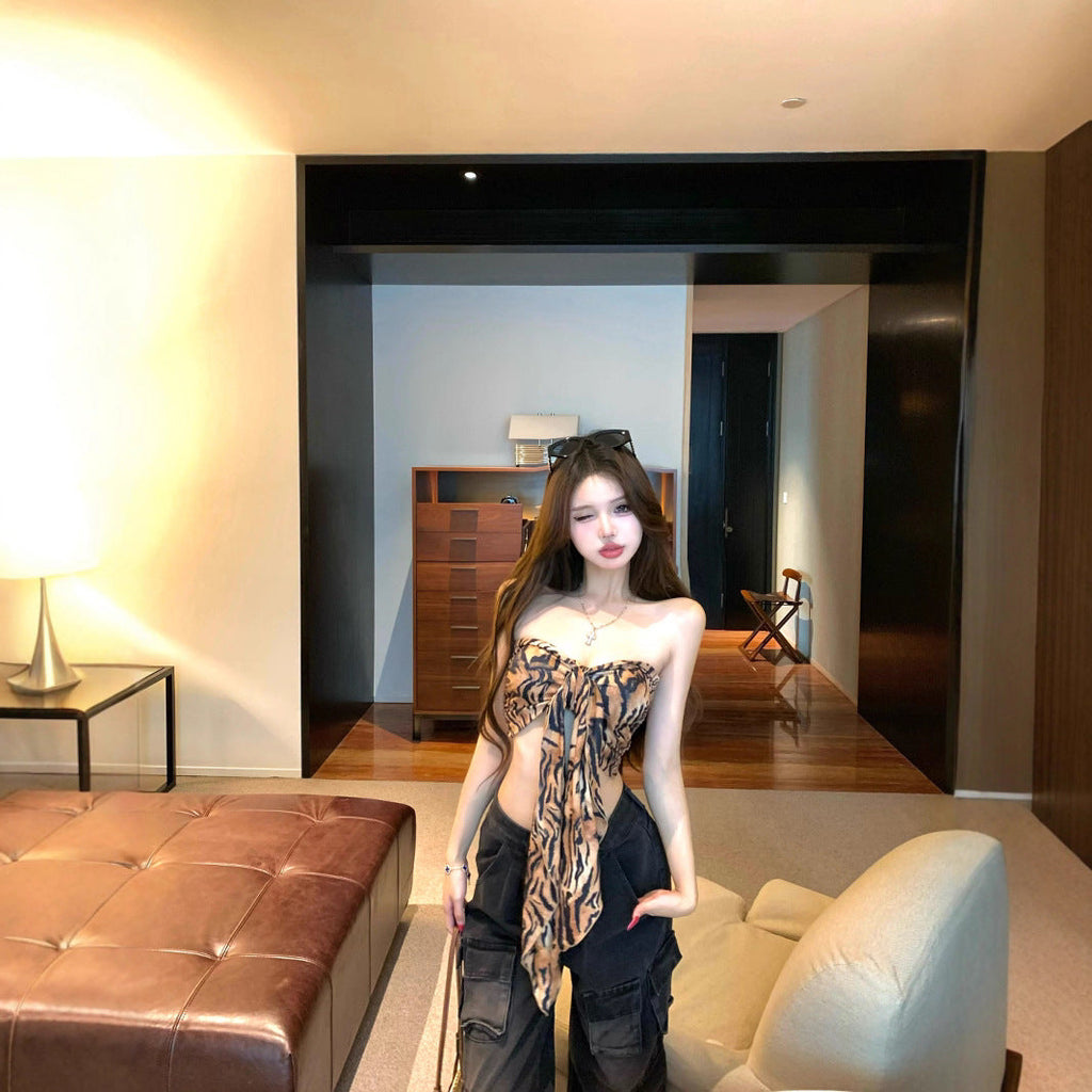 Leopard Print Backless Tube Top