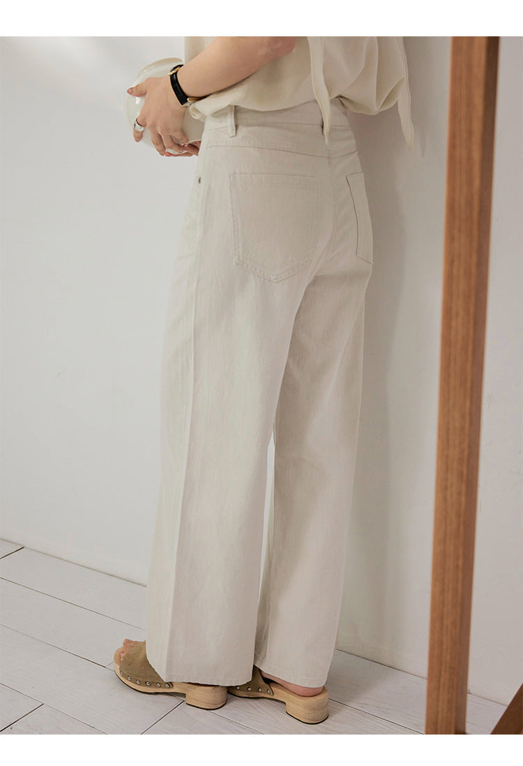 High Waist Retro Wide Leg Straight Linen Jeans