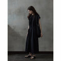 Combed cotton flakes flying sleeves dress spring and summer new lace-up simple temperament commuting