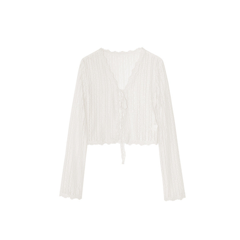 Thin Platycodon crochet long-sleeved lace cardigan women