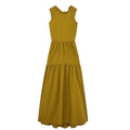 New standard version crew neck sleeveless pleated dress
