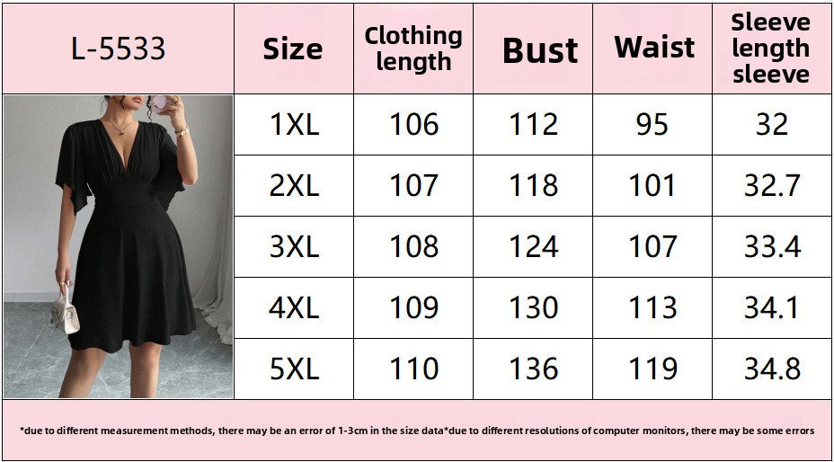 Spring and summer new deep V-neck lotus leaf sleeves solid color dress dress evening dress