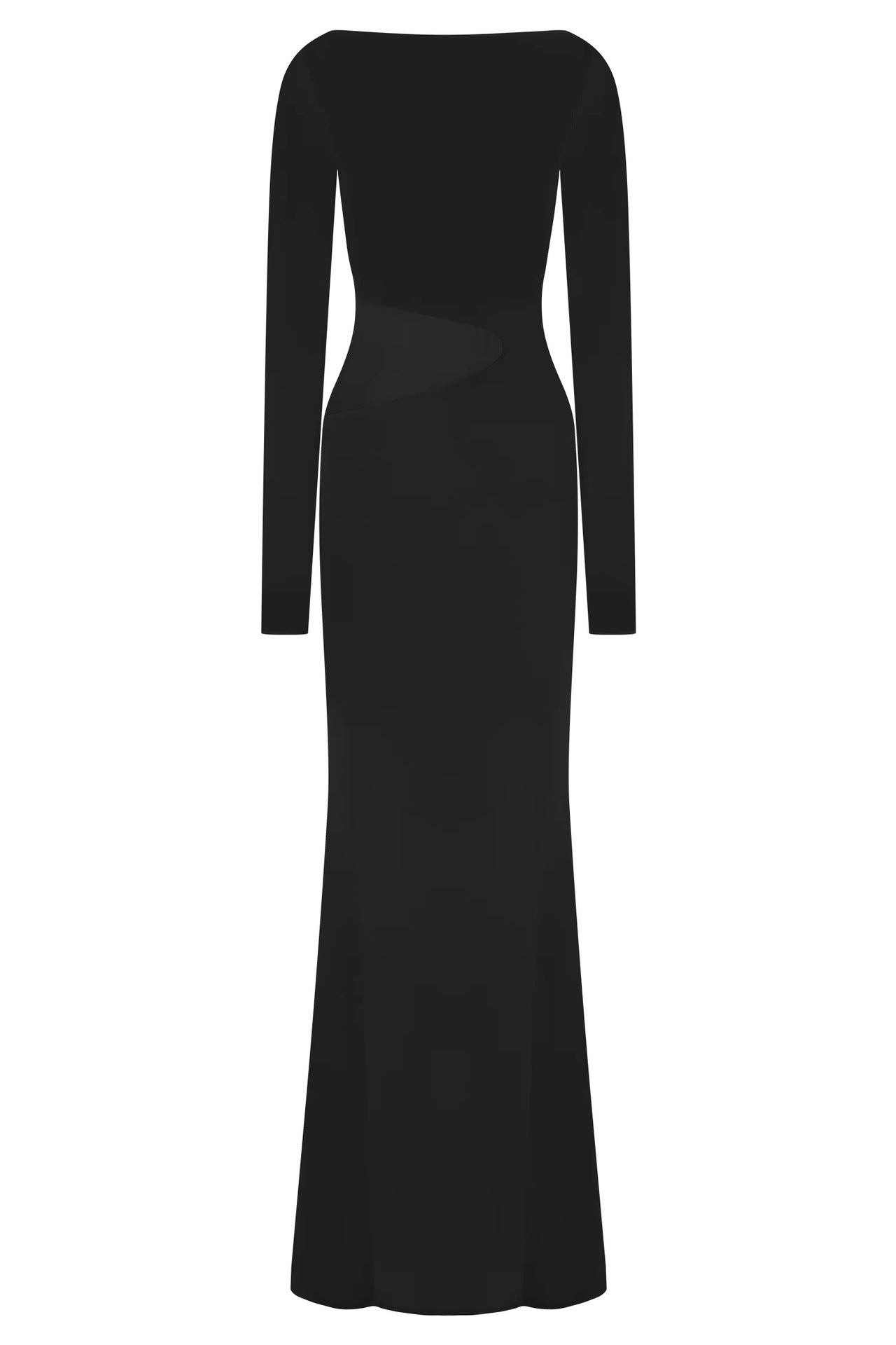Fashion long-sleeved one-word collar split-ended long dress hollow perspective sexy dress